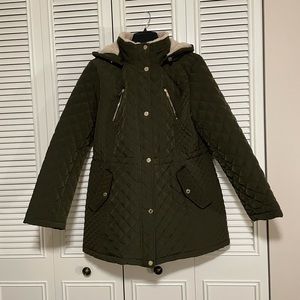 Laundry Shelli Segal Brown Hooded Quilted Jacket XL